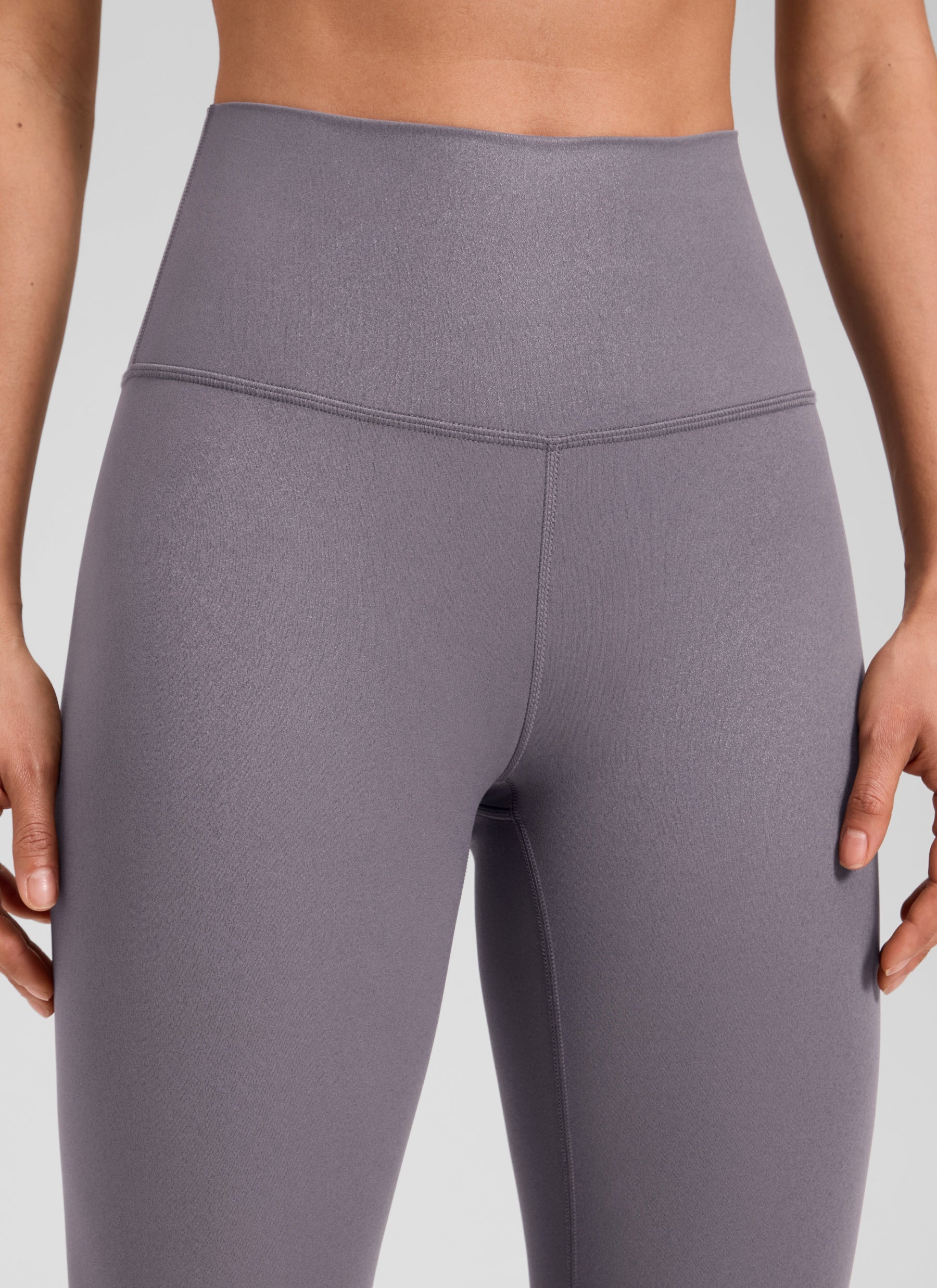 Seluar Legging Kulit Tiruan Matte Butterluxe Wanita CRZ YOGA 64 cm Corak Klasik Kelabu Tornado