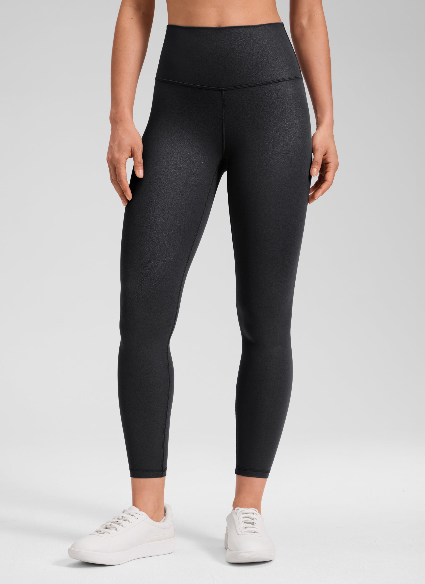 Seluar Legging Kulit Tiruan Matte Butterluxe Wanita CRZ YOGA 64 cm Corak Kerajang Hitam
