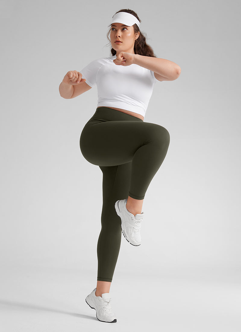 CRZ YOGA Yoga Tinggi Saiz Besar Wanita Butterluxe Seluar Legging 25'' Hijau Zaitun
