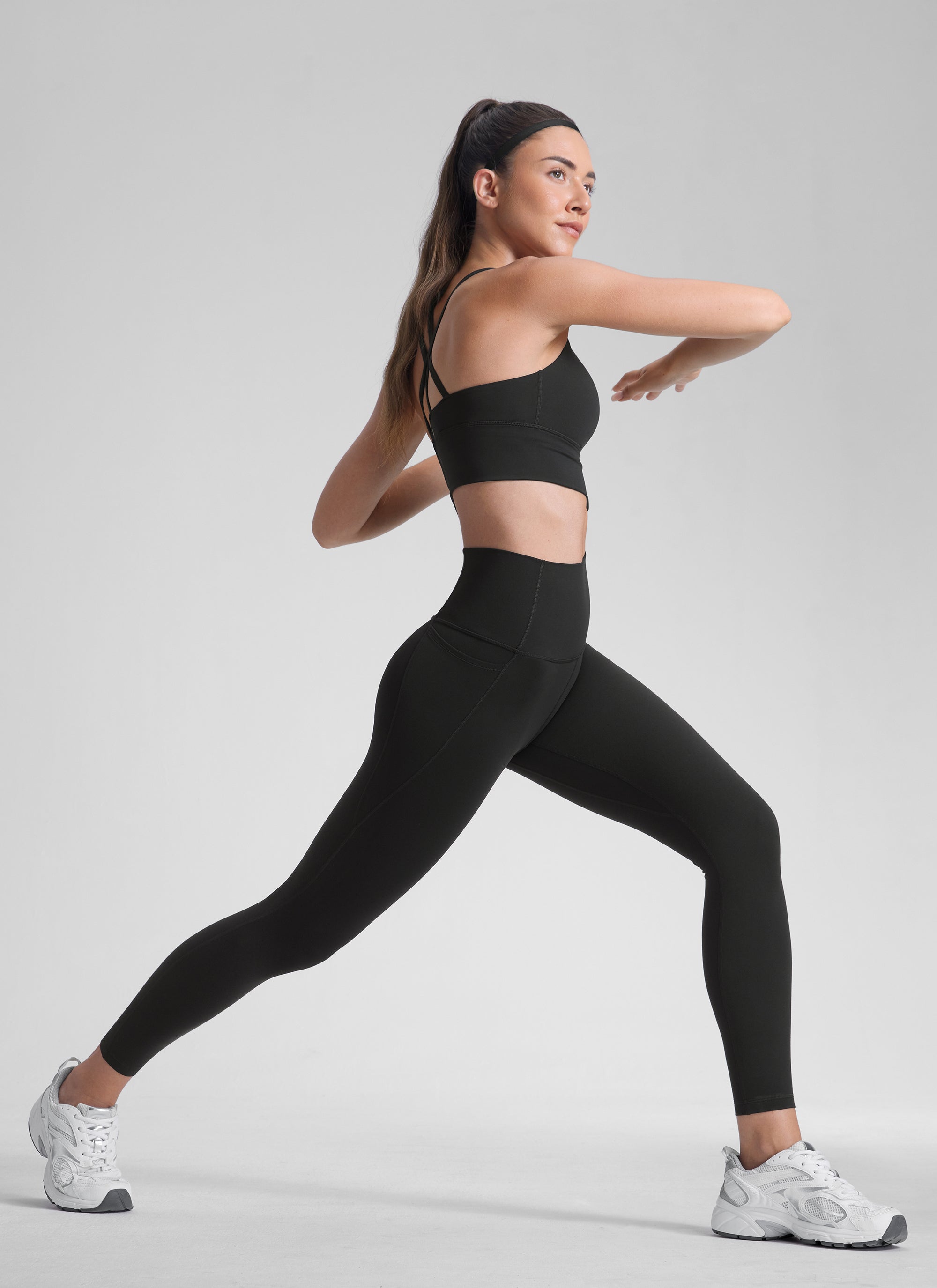 CRZ YOGA Quần legging nữ kiểu yoga dáng rộng, cạp cao, có túi kiểu “ Butterluxe ”, dài 25 inch, màu đen