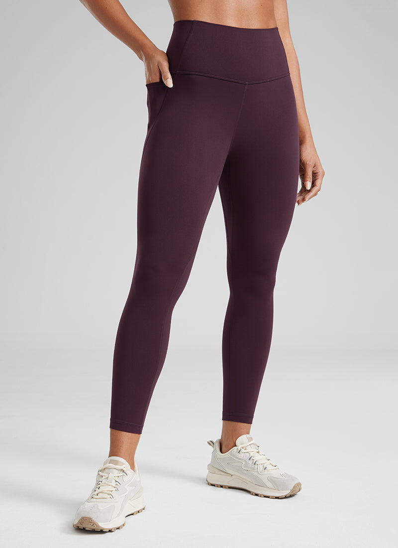 CRZ YOGA Quần legging nữ kiểu yoga thoải mái, cạp cao, có túi kiểu “ Butterluxe ”, chiều dài 25 inch, màu tím đậm