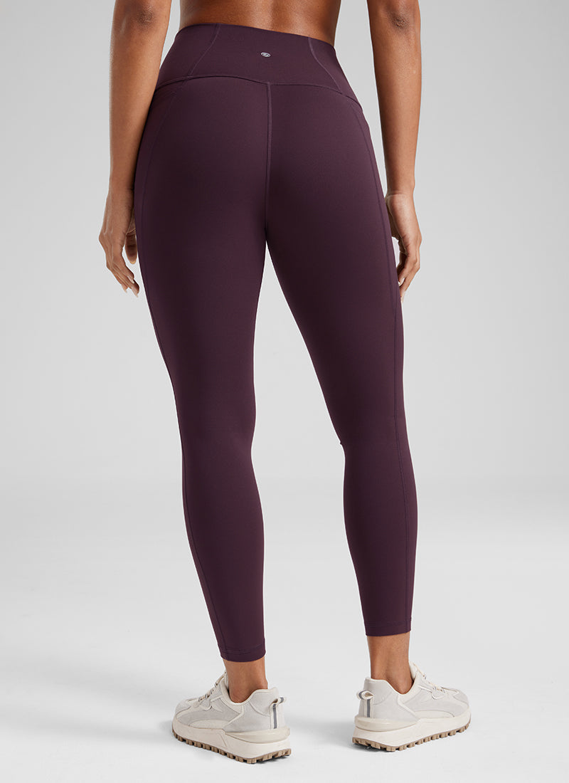 CRZ YOGA Quần legging nữ kiểu yoga thoải mái, cạp cao, có túi kiểu “ Butterluxe ”, chiều dài 25 inch, màu tím đậm