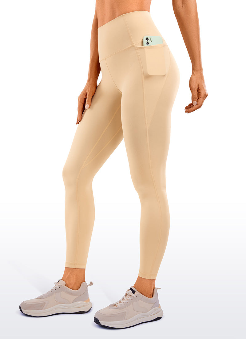 CRZ YOGA Women's Yoga Lounge High Rise Butterluxe Pocket Leggings 25'' Tan Milkshake