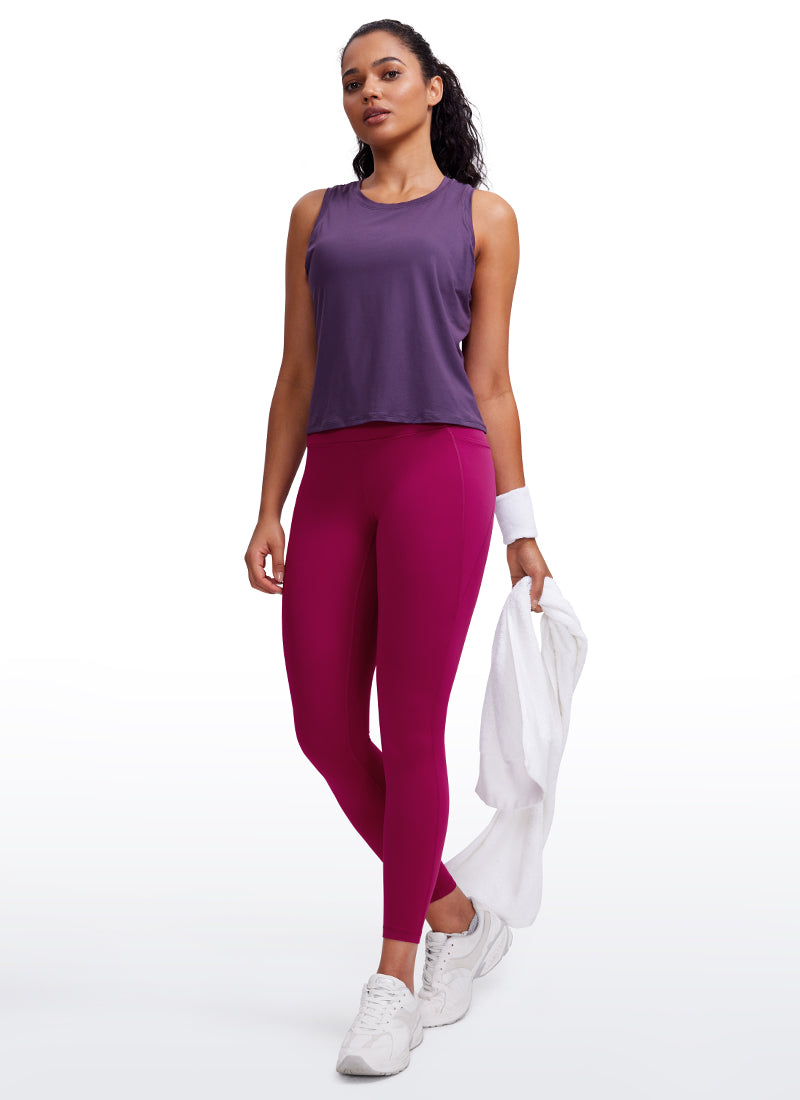 CRZ YOGA Women's Yoga Lounge High Rise Butterluxe Pocket Leggings 25'' Magenta Purple