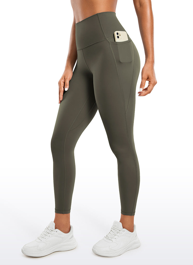 CRZ YOGA Quần legging nữ kiểu yoga dáng rộng, cạp cao, có túi kiểu “ Butterluxe ”, chiều dài 25 inch, màu xanh quân đội nhạt