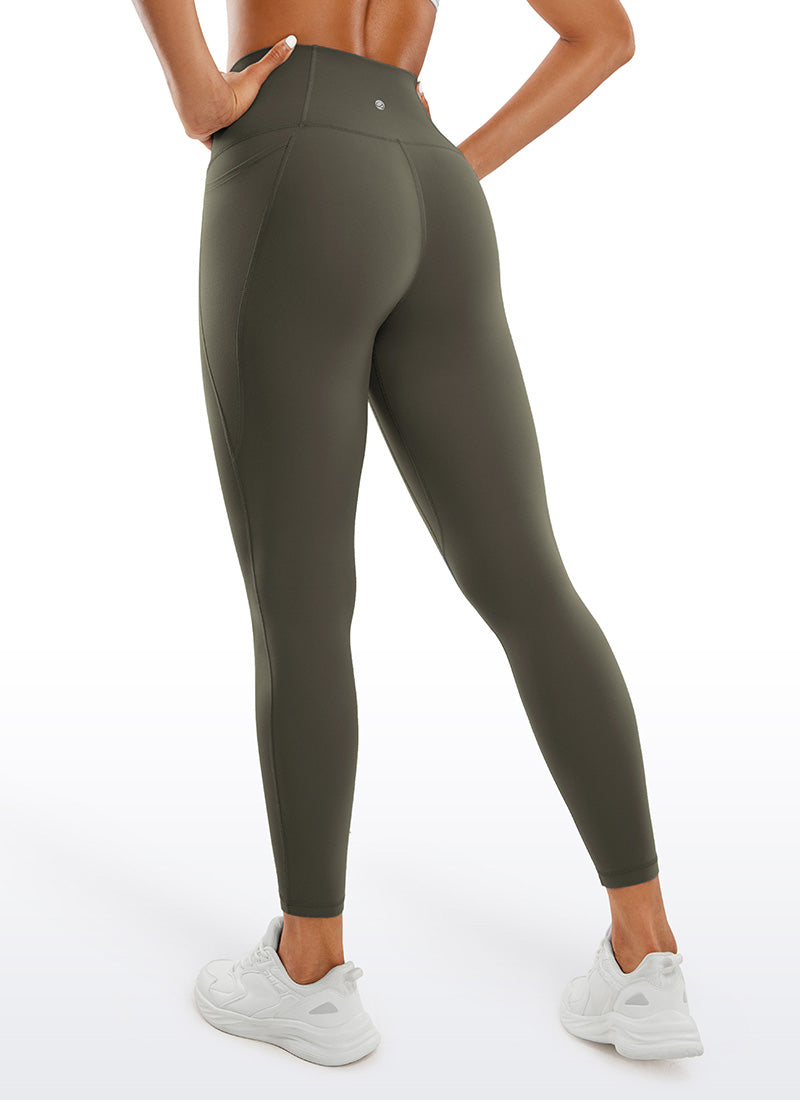 CRZ YOGA Quần legging nữ kiểu yoga dáng rộng, cạp cao, có túi kiểu “ Butterluxe ”, chiều dài 25 inch, màu xanh quân đội nhạt