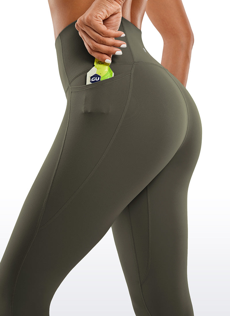 CRZ YOGA Quần legging nữ kiểu yoga dáng rộng, cạp cao, có túi kiểu “ Butterluxe ”, chiều dài 25 inch, màu xanh quân đội nhạt