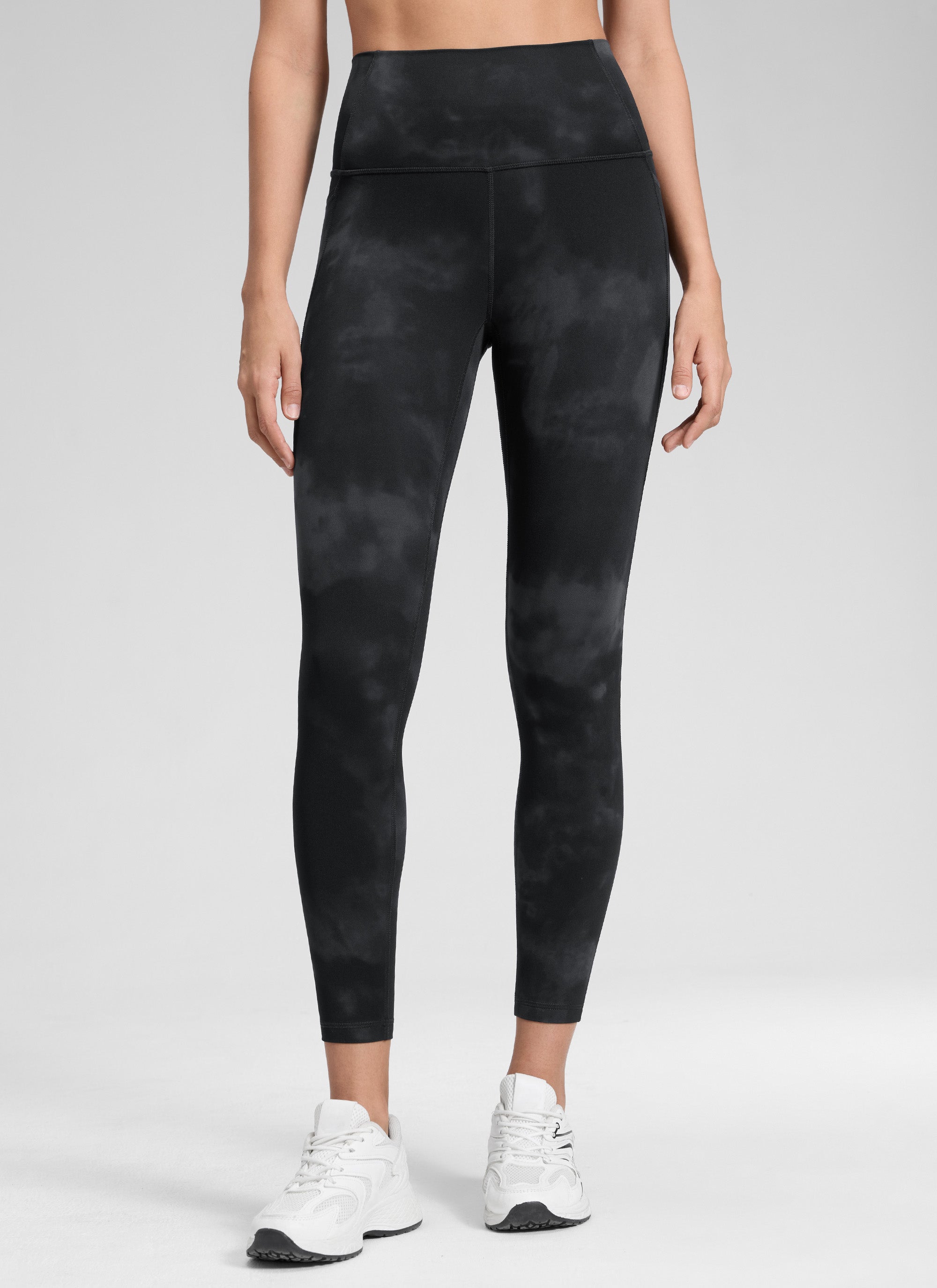 CRZ YOGA Quần legging nữ kiểu yoga dáng rộng, cạp cao, có túi kiểu “ Butterluxe ”, dài 25 inch, màu đen, họa tiết hoa tie-dye