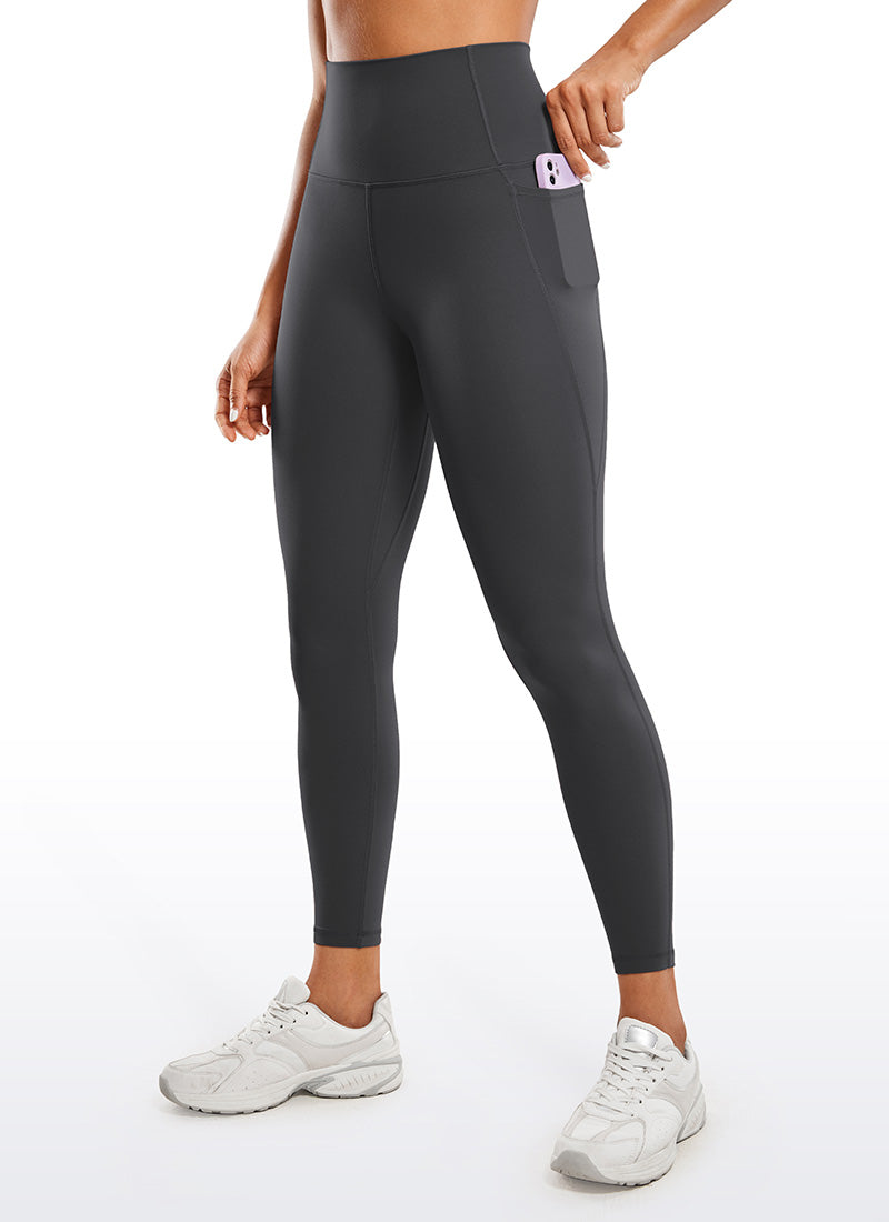 CRZ YOGA Quần legging nữ kiểu yoga dáng rộng, cạp cao, có túi kiểu “ Butterluxe ”, chiều dài 25 inch, màu xám huyền bí