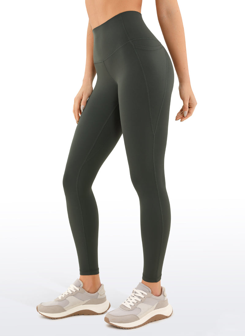 CRZ YOGA Women's Yoga Lounge High Rise Butterluxe Pocket Leggings 25'' Grey Olive @model_info:J