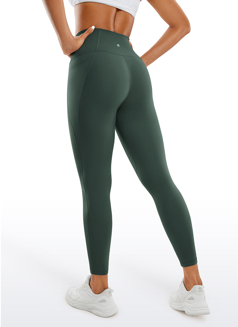 CRZ YOGA Quần legging nữ kiểu yoga dáng rộng, cạp cao, có túi kiểu “ Butterluxe ”, chiều dài 25 inch, màu xanh lá rừng đậm
