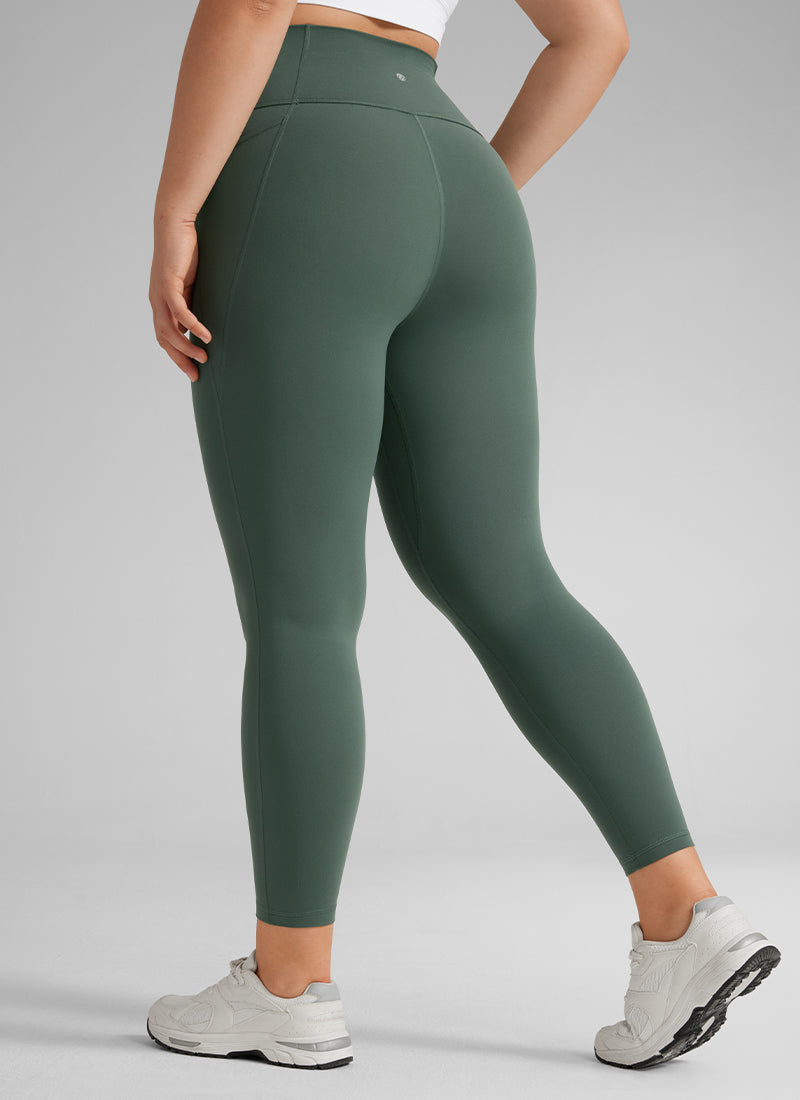 CRZ YOGA Quần legging nữ kiểu yoga dáng rộng, cạp cao, có túi kiểu “ Butterluxe ”, chiều dài 25 inch, màu xanh lá rừng đậm