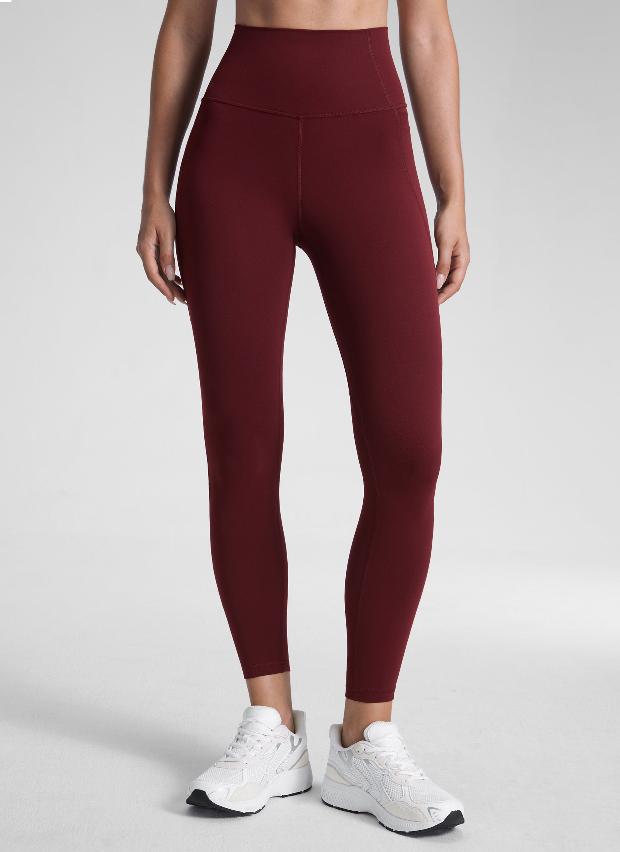 CRZ YOGA Quần legging nữ kiểu yoga dáng rộng, cạp cao, có túi kiểu “ Butterluxe ”, chiều dài 25 inch, màu Đỏ Merlot