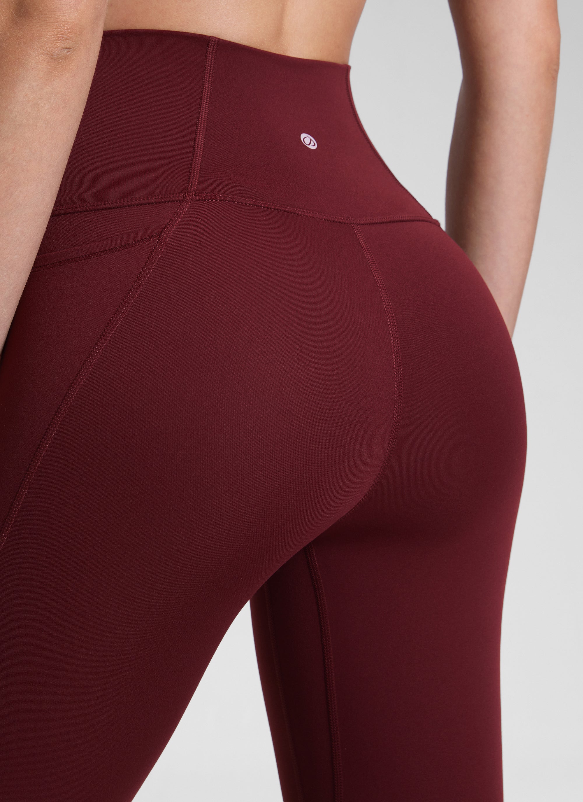 CRZ YOGA Quần legging nữ kiểu yoga dáng rộng, cạp cao, có túi kiểu “ Butterluxe ”, chiều dài 25 inch, màu Đỏ Merlot