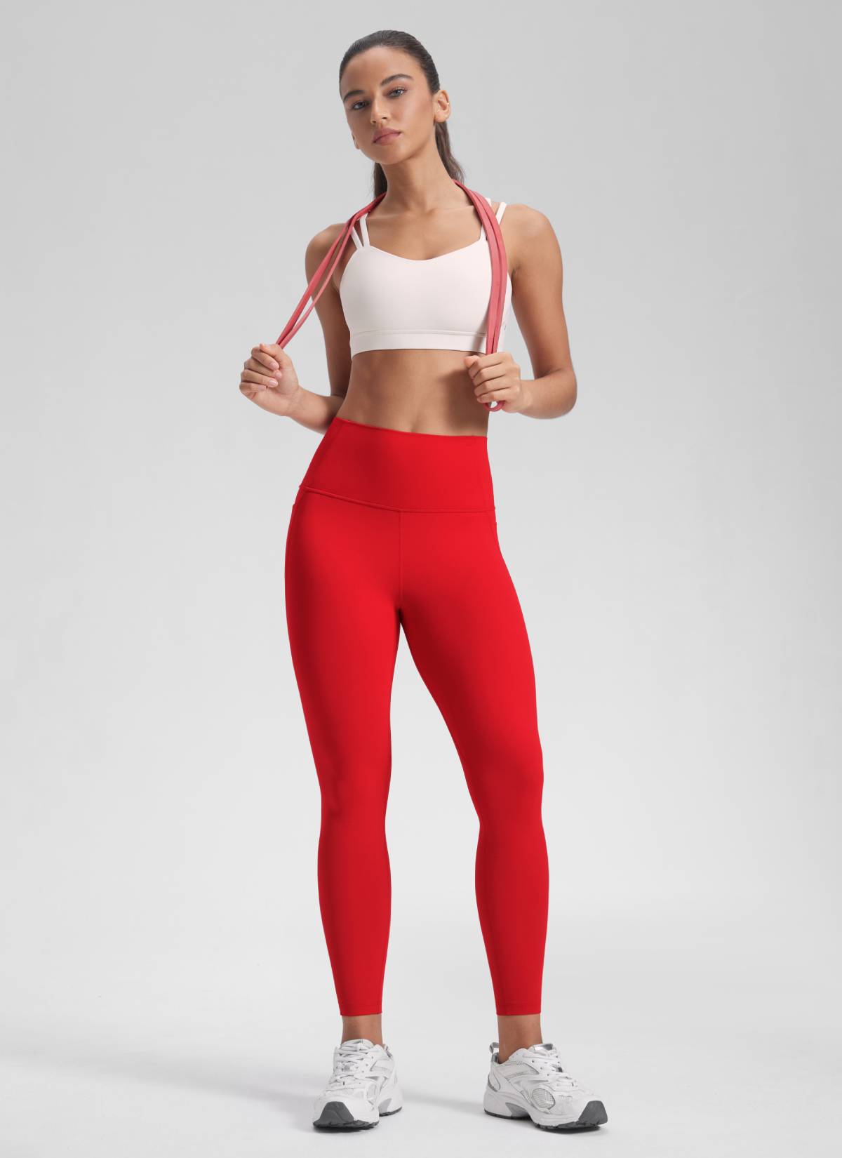 CRZ YOGA Quần legging nữ kiểu yoga dáng rộng, cạp cao, có túi kiểu “ Butterluxe ”, dài 25 inch, màu Đỏ Ớt