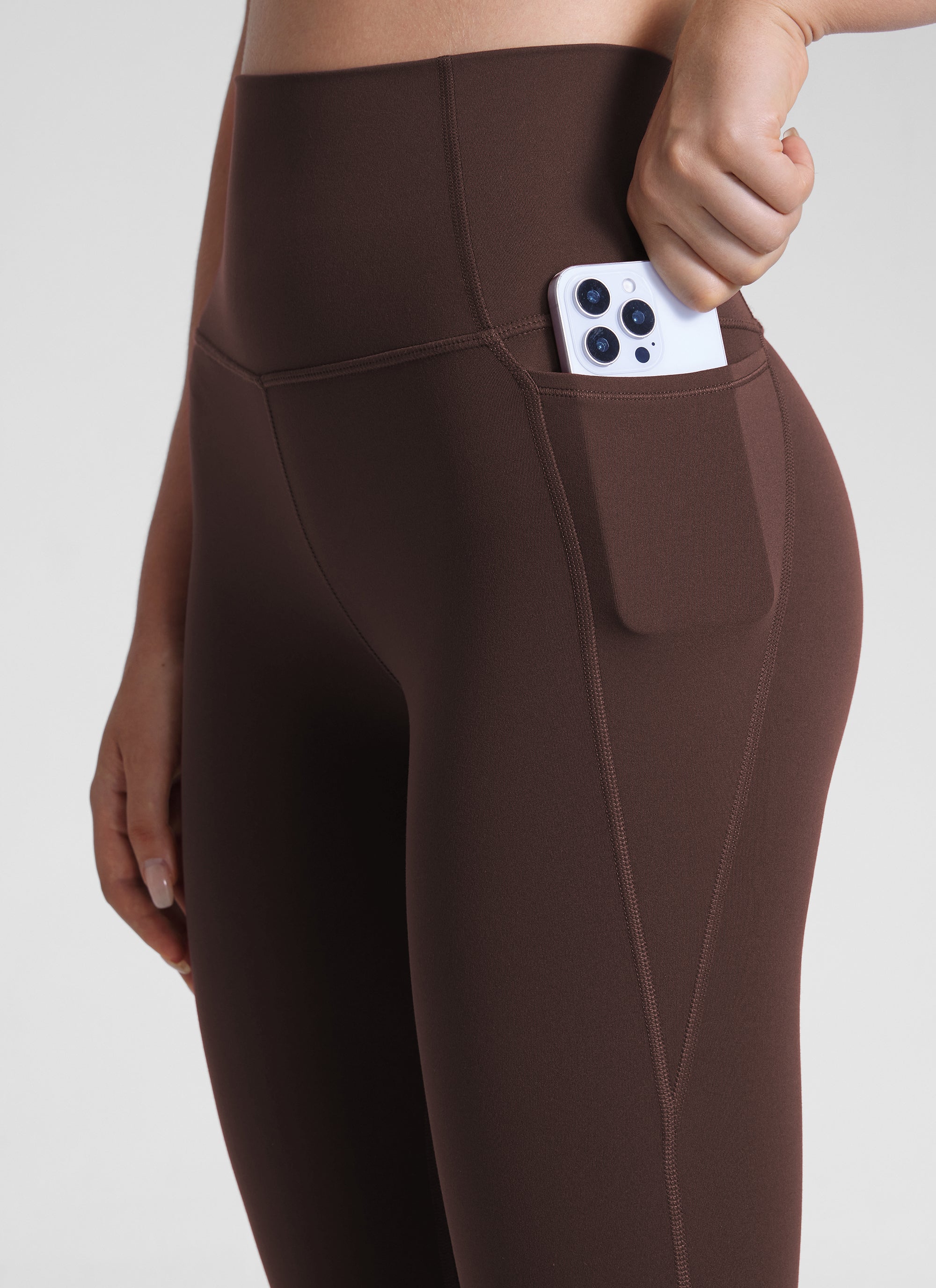 CRZ YOGA Quần legging nữ kiểu yoga dáng rộng, cạp cao, có túi kiểu “ Butterluxe ”, dài 25 inch, màu nâu sô-cô-la nóng