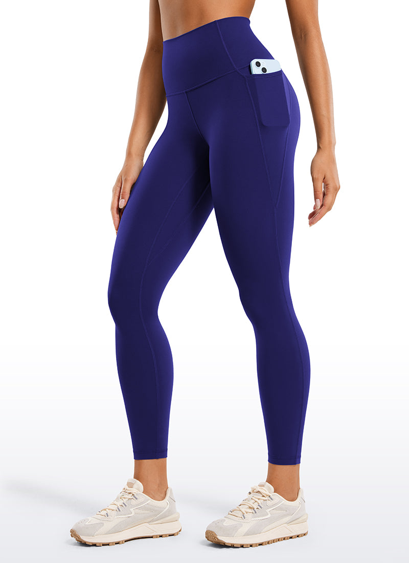 CRZ YOGA Quần legging nữ kiểu yoga dáng rộng, cạp cao, có túi kiểu “ Butterluxe ”, chiều dài 25 inch, màu xanh Larkspur