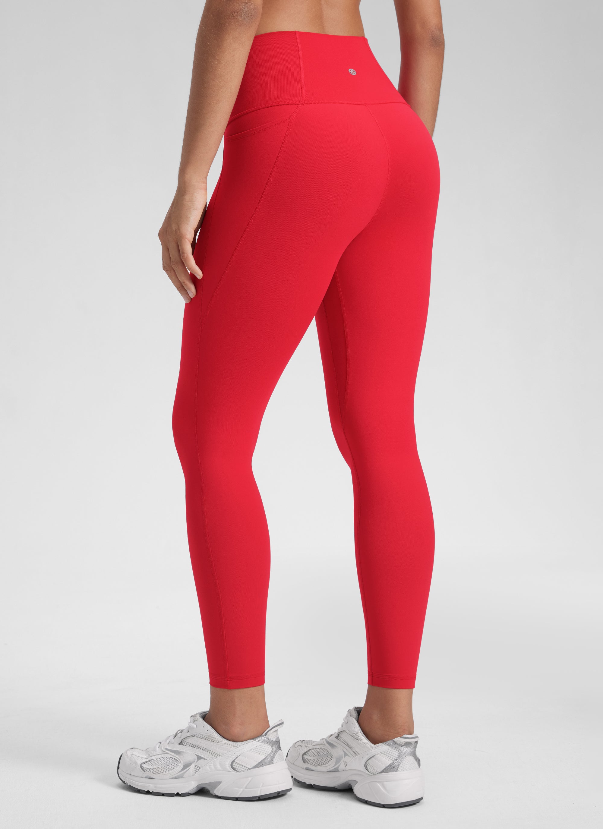 CRZ YOGA Women's Yoga Lounge High Rise Butterluxe Pocket Leggings 25'' Aurora Red @model_info:Winama