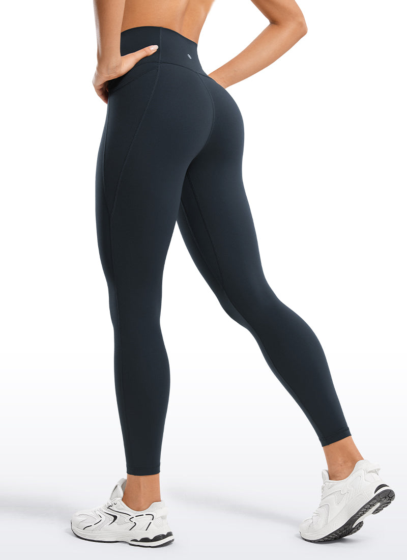 CRZ YOGA Quần legging nữ kiểu yoga dáng rộng, cạp cao, có túi kiểu “ Butterluxe ”, chiều dài 25 inch, màu xanh navy đậm
