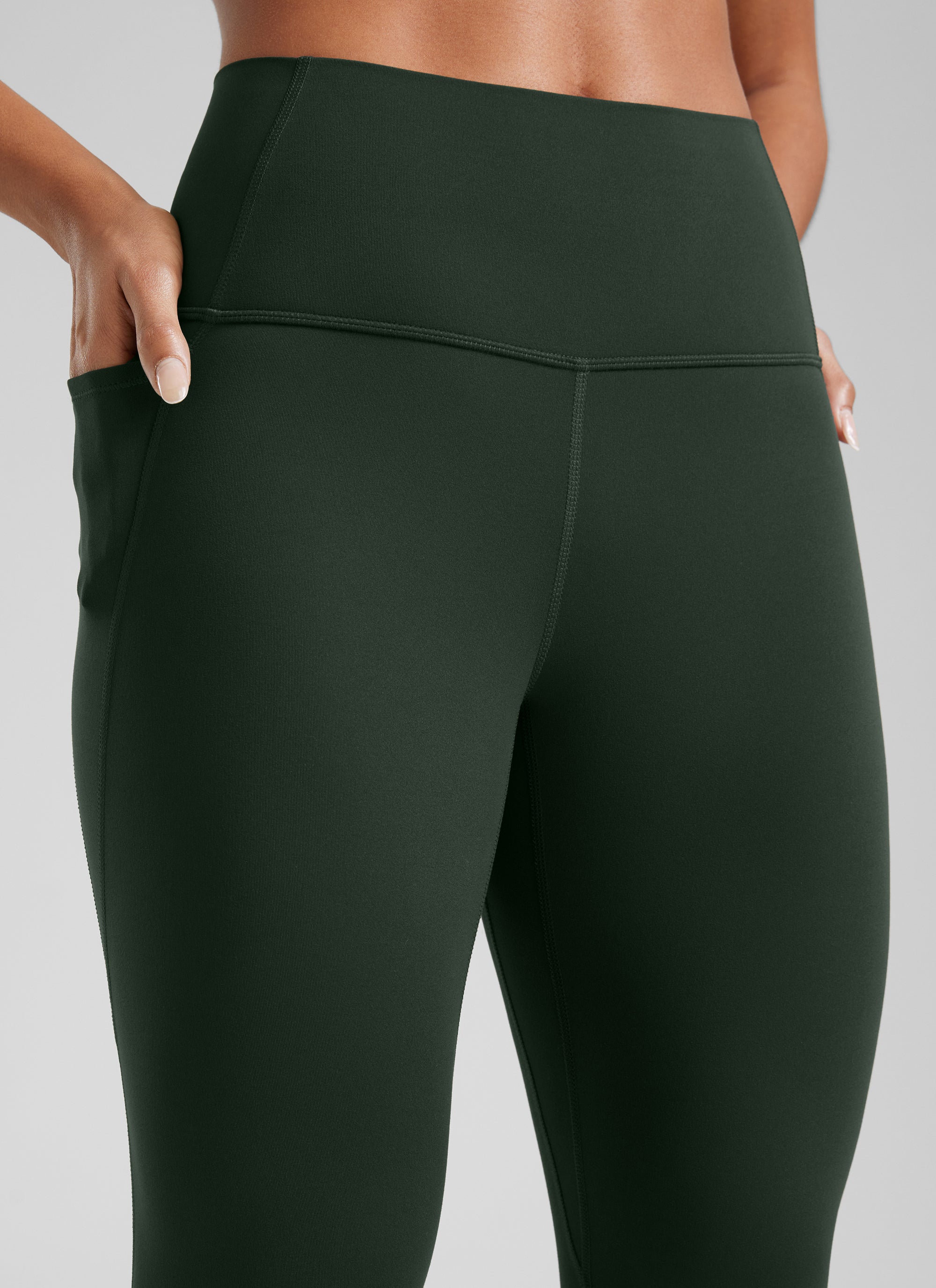 CRZ YOGA Quần legging nữ kiểu yoga dáng rộng, cạp cao, có túi kiểu “ Butterluxe ”, chiều dài 25 inch, màu xanh lá cây Legend