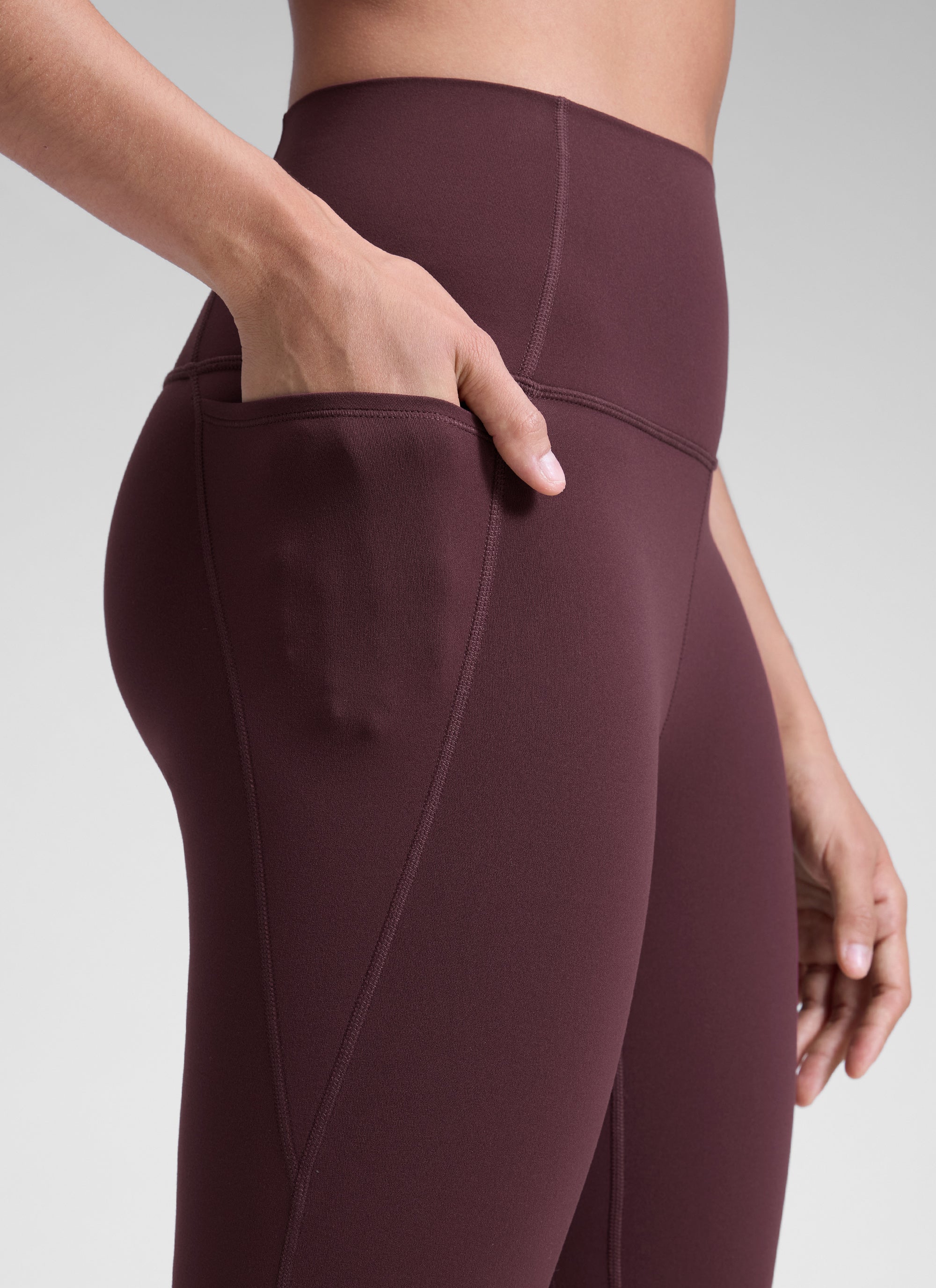 CRZ YOGA Quần legging nữ kiểu yoga dáng rộng, cạp cao, có túi kiểu “ Butterluxe ”, dài 25 inch, màu Ripe Plum