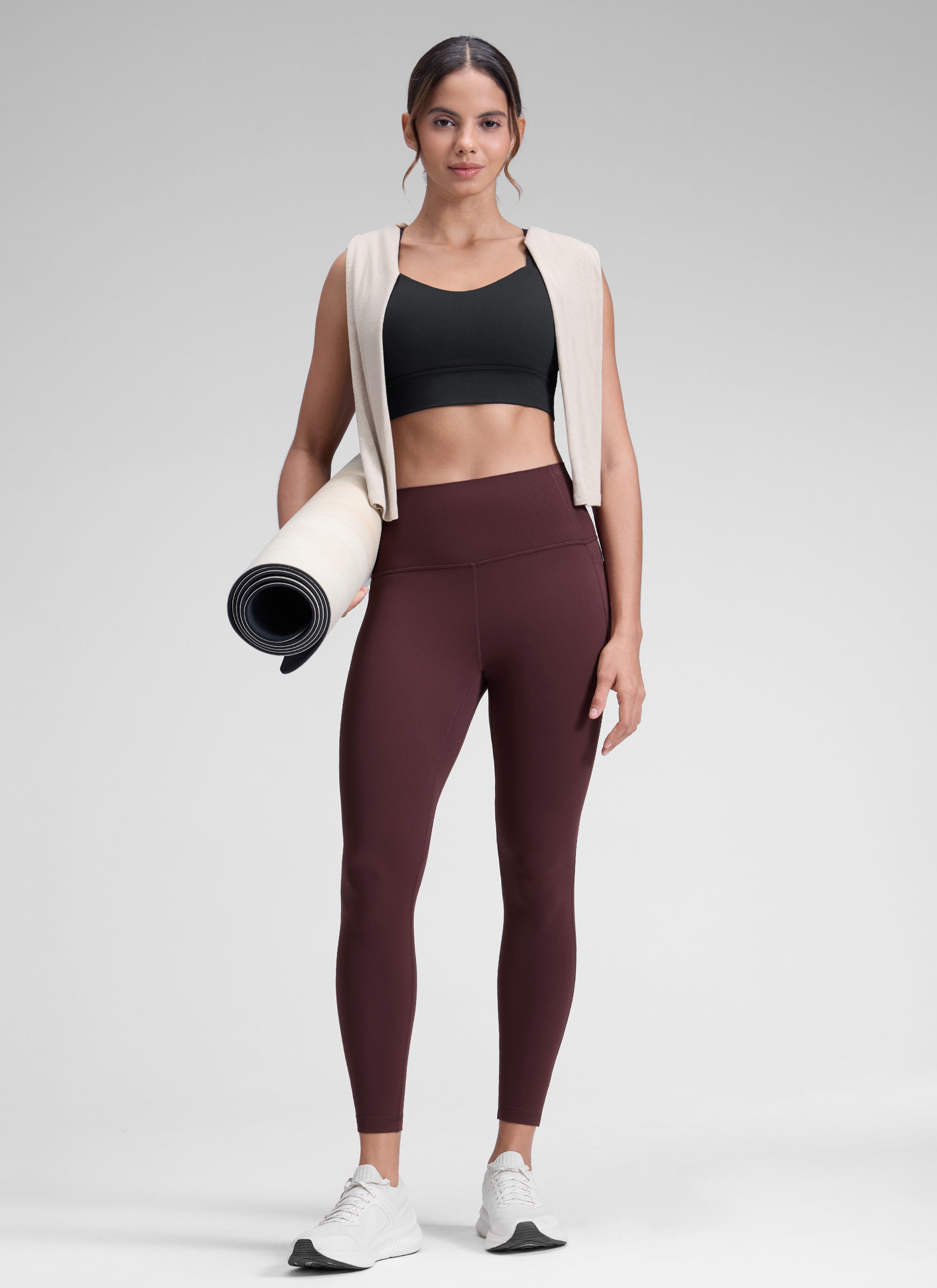 CRZ YOGA Quần legging nữ kiểu yoga dáng rộng, cạp cao, có túi kiểu “ Butterluxe ”, dài 25 inch, màu Ripe Plum