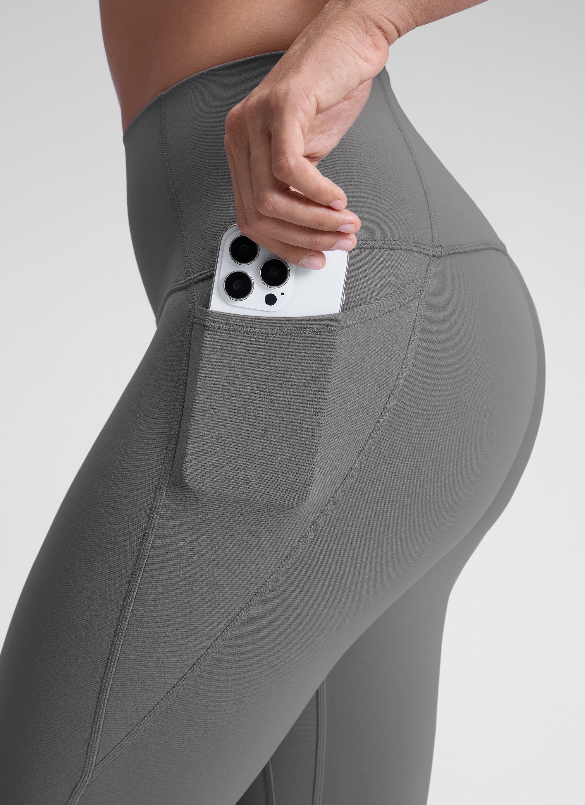 CRZ YOGA Quần legging nữ kiểu yoga dáng rộng, cạp cao, có túi kiểu “ Butterluxe ”, chiều dài 25 inch, màu xám tro