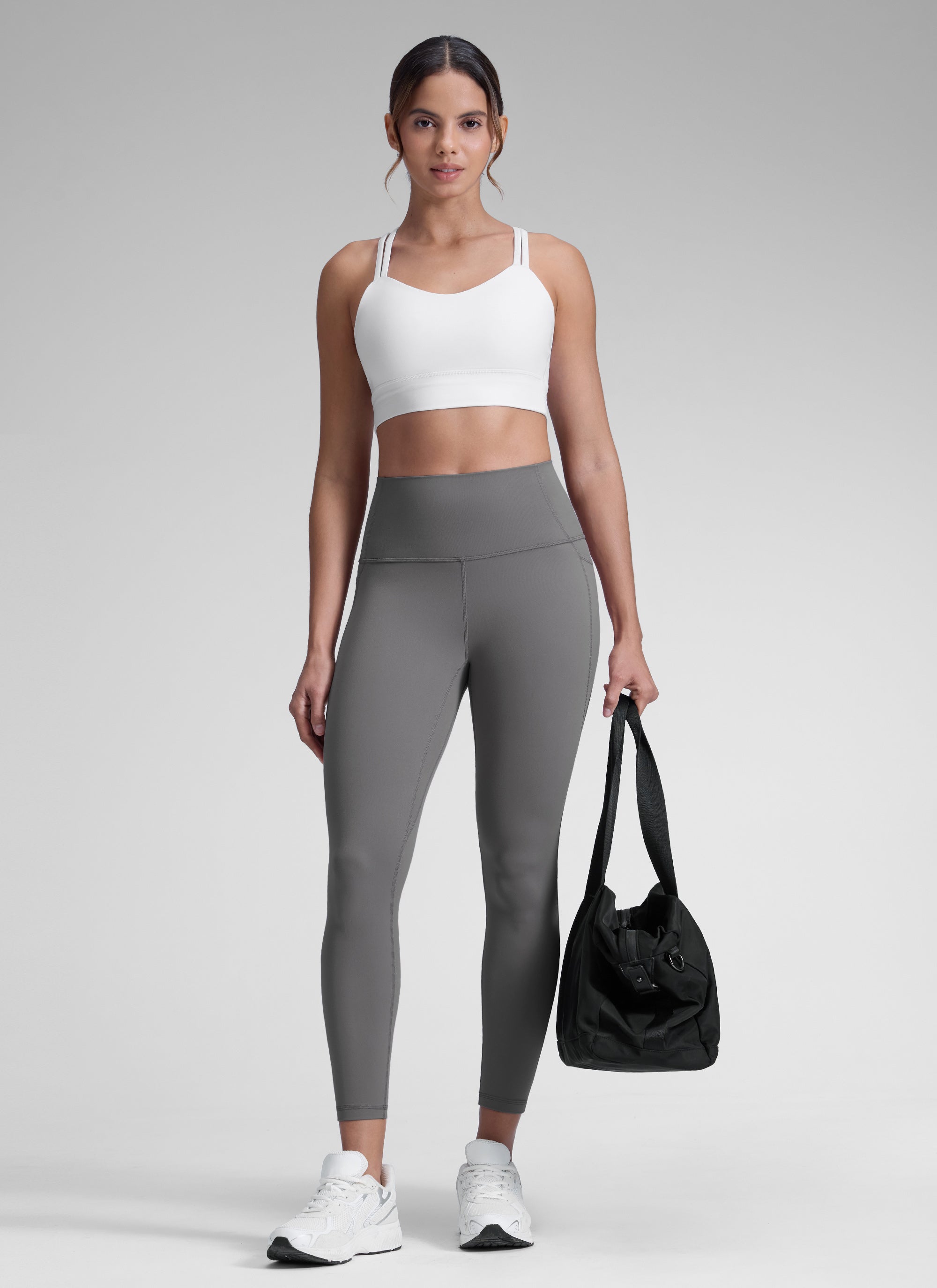 CRZ YOGA Quần legging nữ kiểu yoga dáng rộng, cạp cao, có túi kiểu “ Butterluxe ”, chiều dài 25 inch, màu xám tro