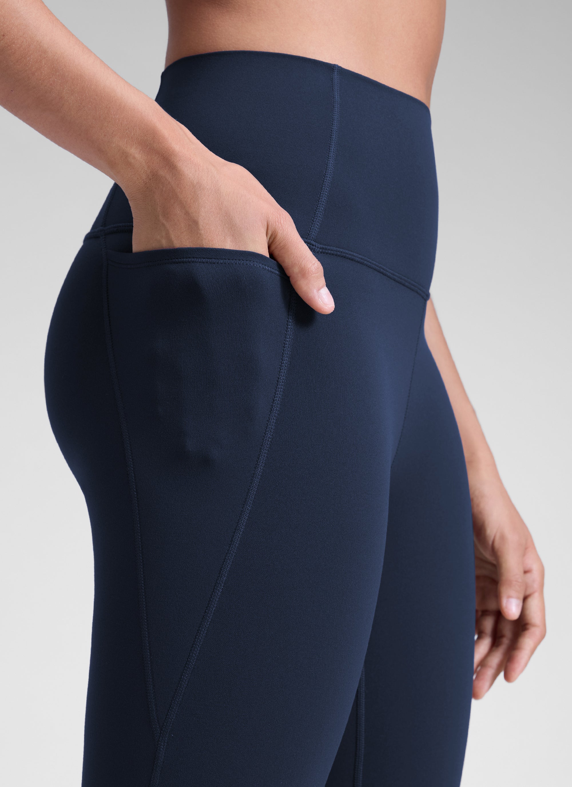 CRZ YOGA Quần legging nữ kiểu yoga dáng rộng, cạp cao, có túi kiểu “ Butterluxe ”, chiều dài 25 inch, màu Future Navy