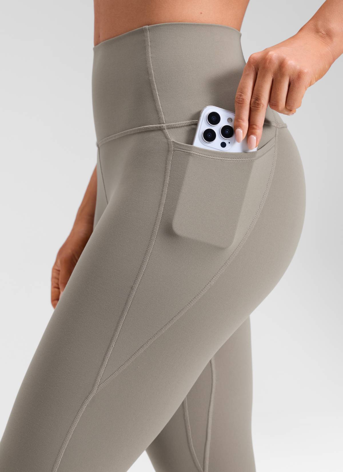 CRZ YOGA Quần legging nữ kiểu yoga dáng rộng, cạp cao, có túi kiểu “ Butterluxe ”, dài 25 inch, màu xám tro ấm