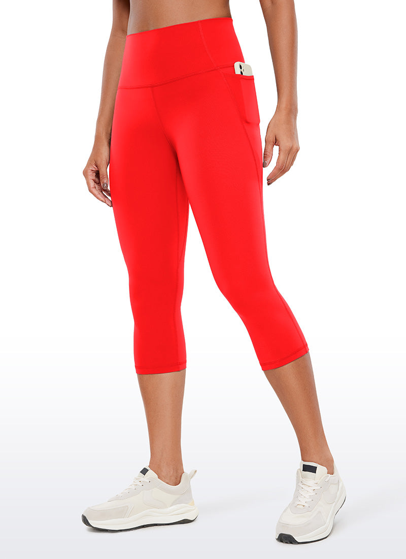 CRZ YOGA Legging Capri Saku Pinggang Tinggi Butterluxe Wanita 48 cm Merah Tua