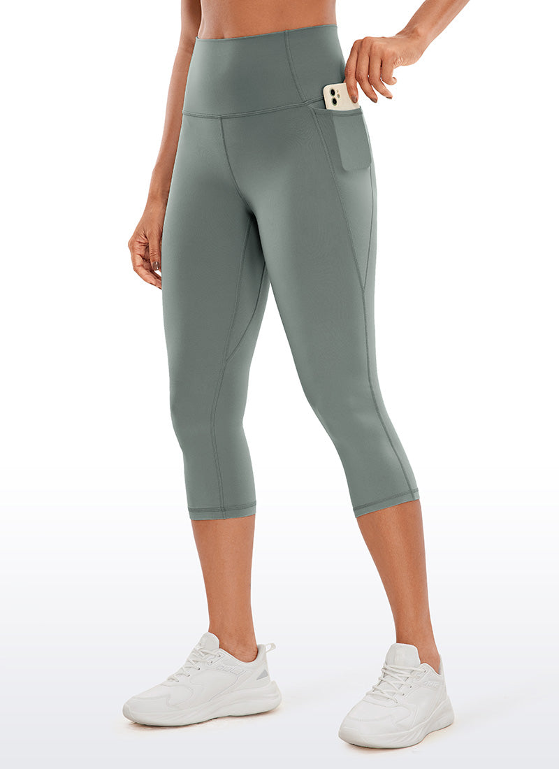 CRZ YOGA Legging Capri Saku Pinggang Tinggi Butterluxe Wanita 48 cm Grey Sage