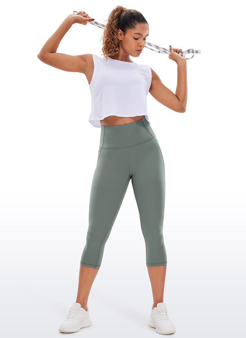 CRZ YOGA Legging Capri Saku Pinggang Tinggi Butterluxe Wanita 48 cm Grey Sage