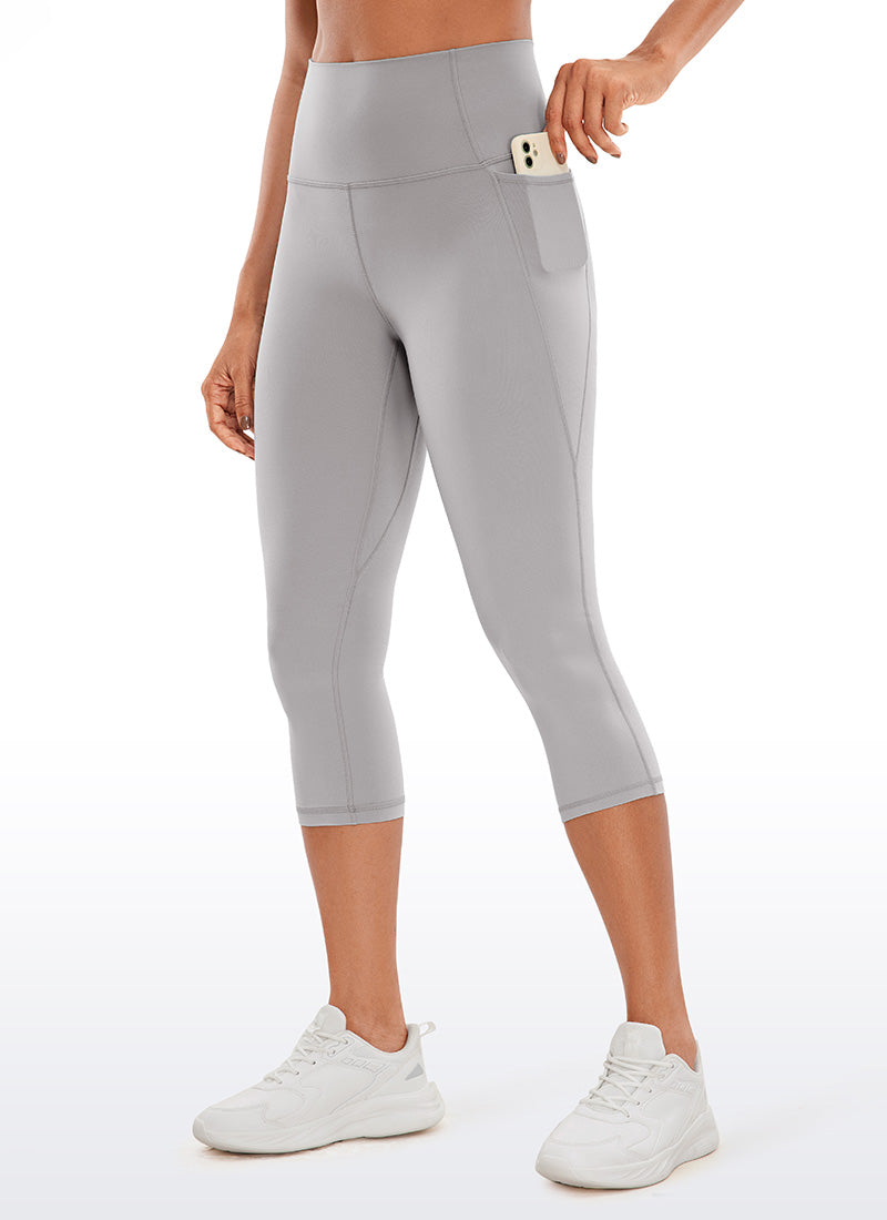 CRZ YOGA Legging Capri Saku Pinggang Tinggi Butterluxe Wanita 48 cm Gull Gray