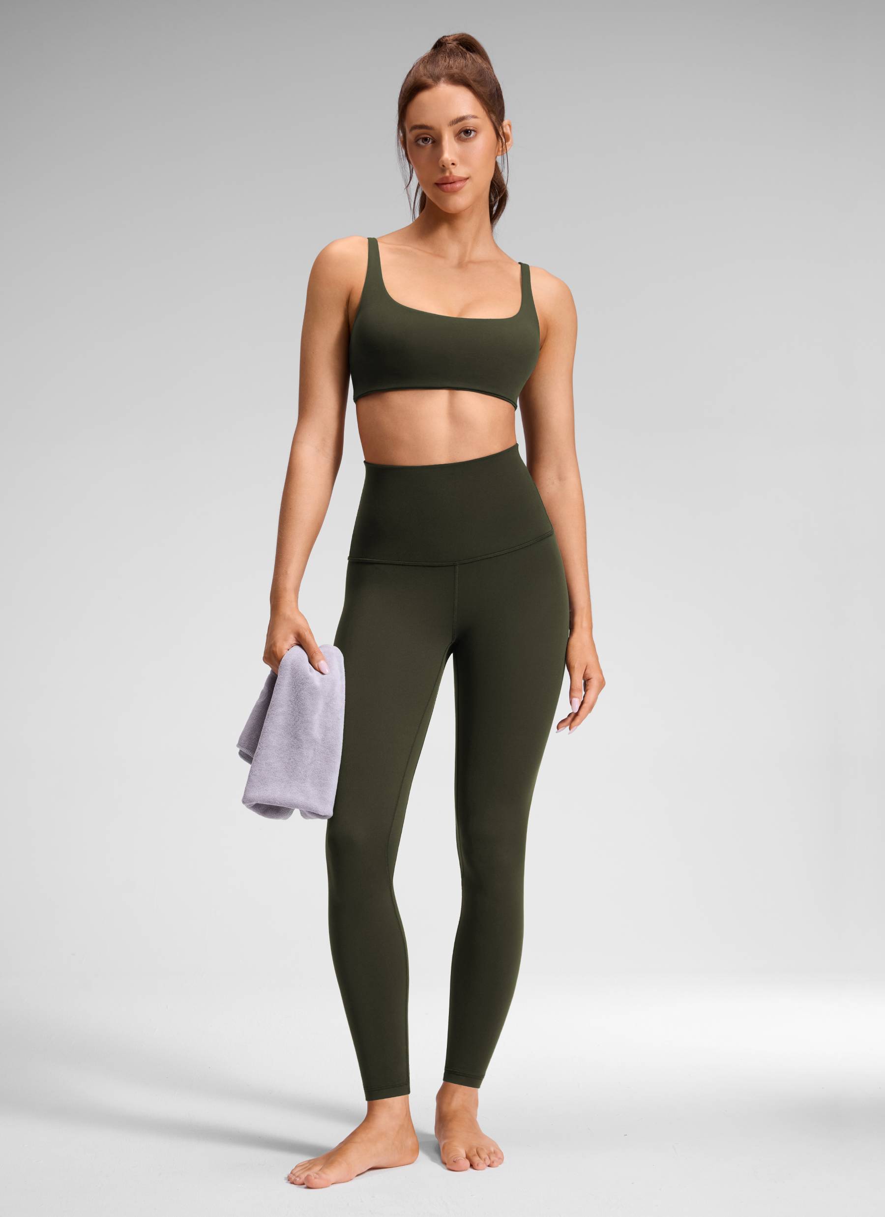 CRZ YOGA Women's Yoga Super High Waist Butterluxe Yoga Leggings 28'' Olive Green