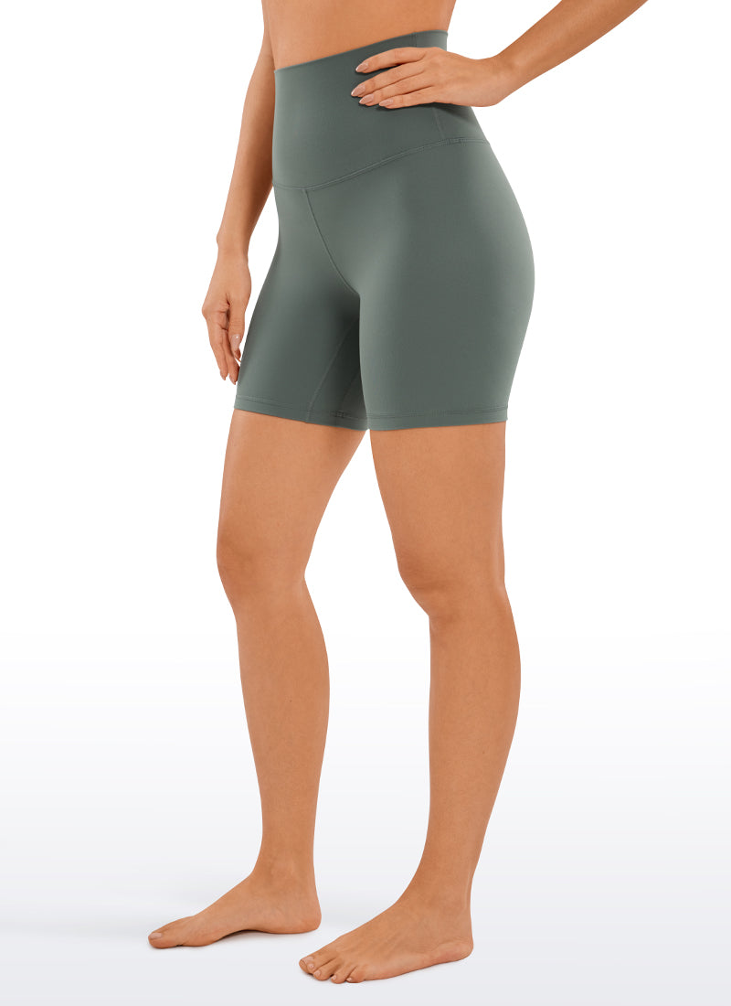 CRZ YOGA Women's Yoga Super High Waist Butterluxe Shorts 6'' Grey Sage