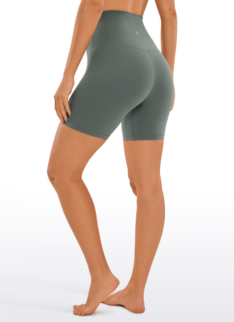 CRZ YOGA Women's Yoga Super High Waist Butterluxe Shorts 6'' Grey Sage