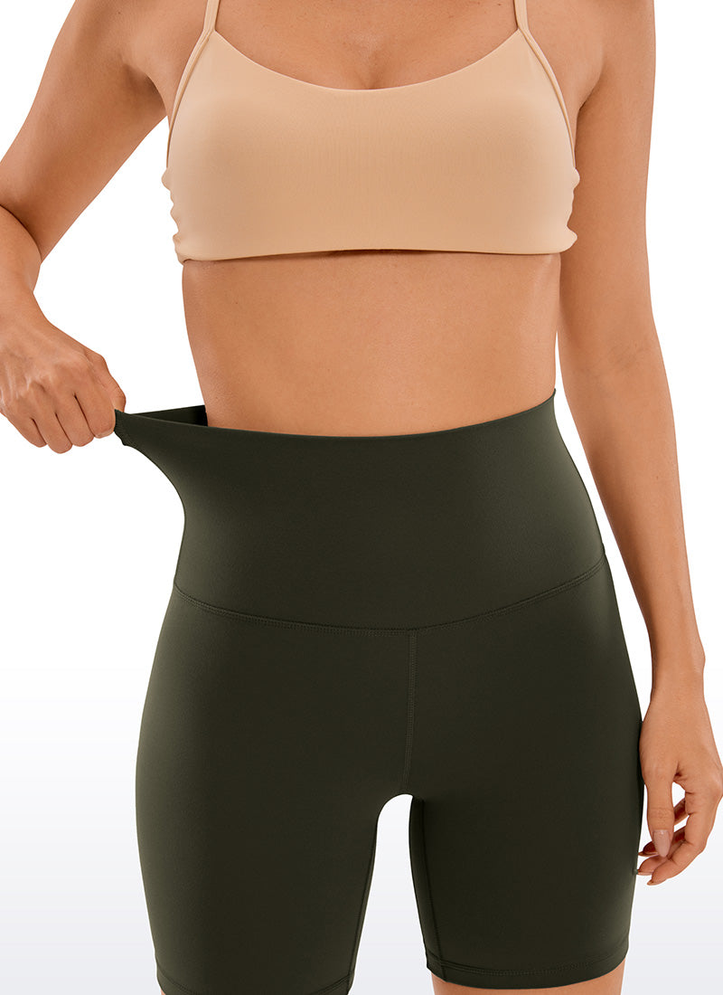 CRZ YOGA Yoga Wanita Pinggang Super Tinggi Butterluxe Seluar pendek 6'' Hijau Zaitun