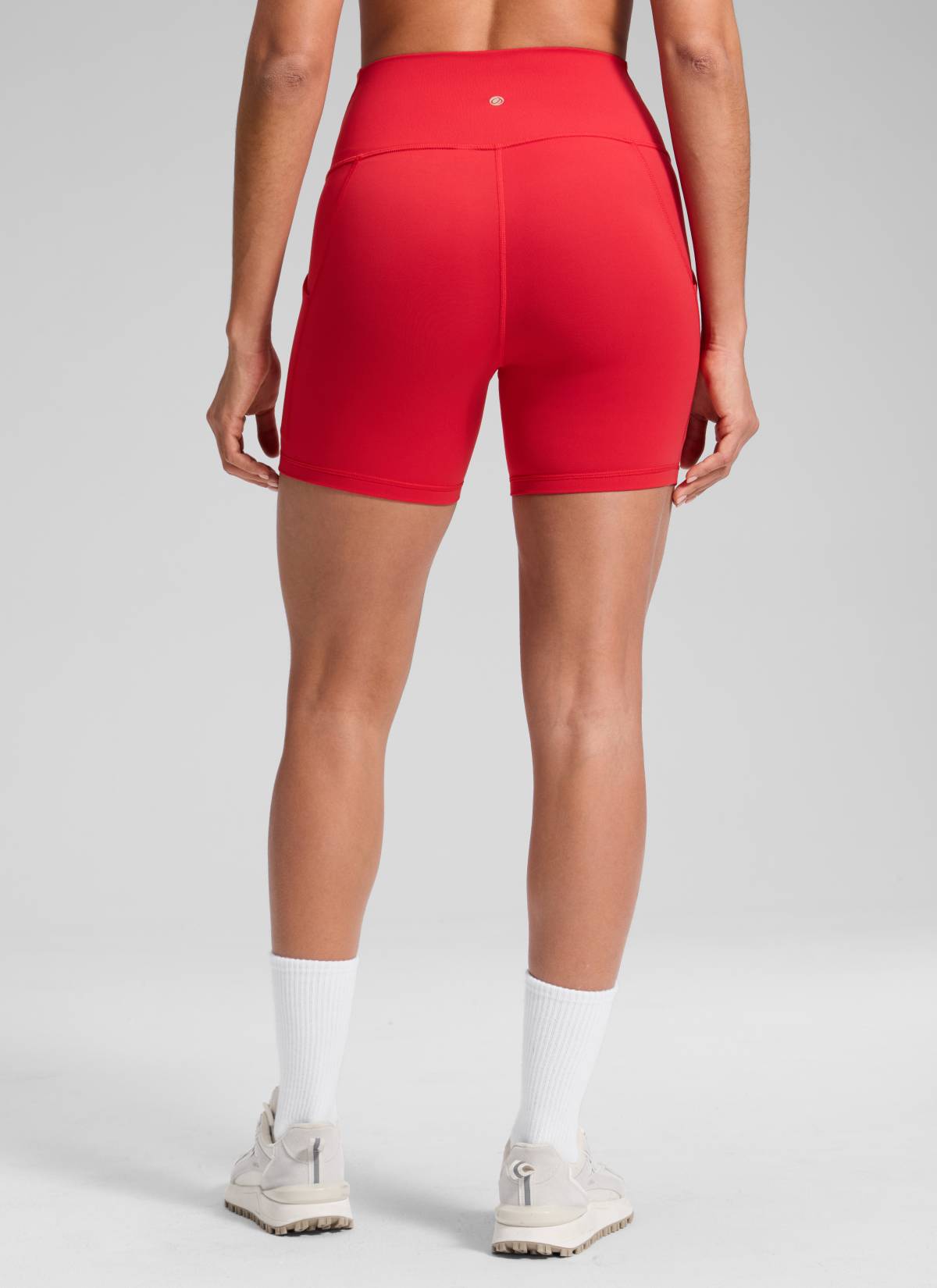 CRZ YOGA Yoga Wanita Bertingkat Tinggi Biker Butterluxe Seluar Pendek Poket 5'' Aurora Red