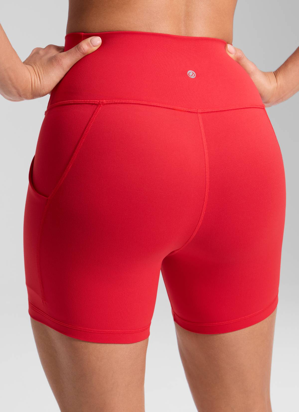 CRZ YOGA Yoga Wanita Bertingkat Tinggi Biker Butterluxe Seluar Pendek Poket 5'' Aurora Red