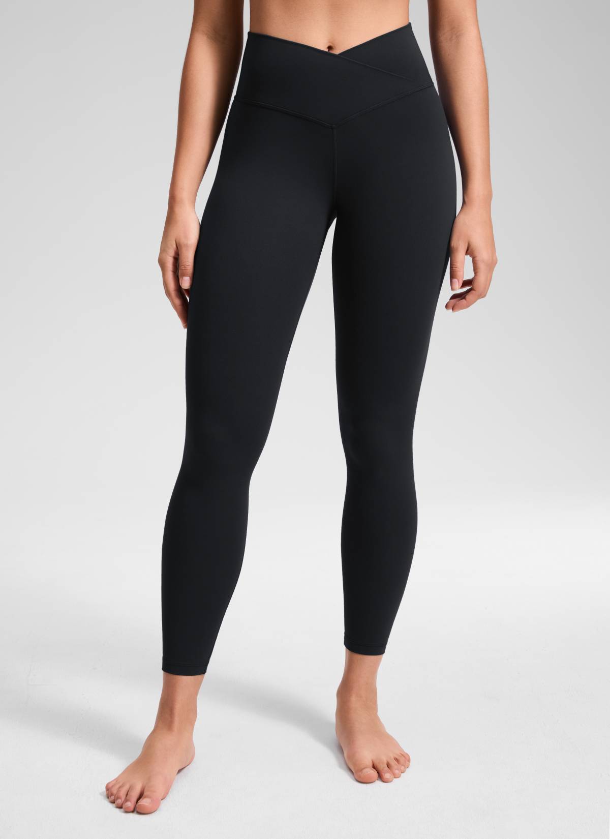 CRZ YOGA Wanita Bertingkat Tinggi Butterluxe Legging Yoga 25'' Pinggang V Bersilang Hitam