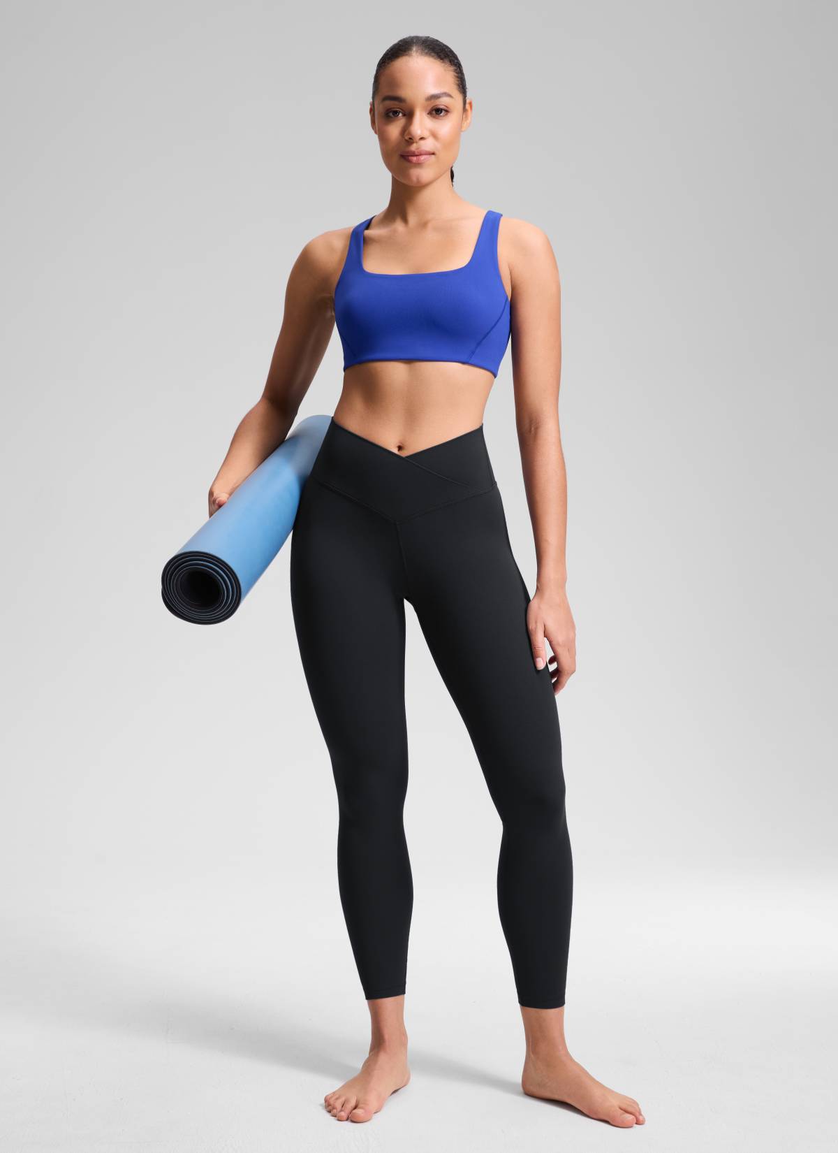 CRZ YOGA Wanita Bertingkat Tinggi Butterluxe Legging Yoga 25'' Pinggang V Bersilang Hitam