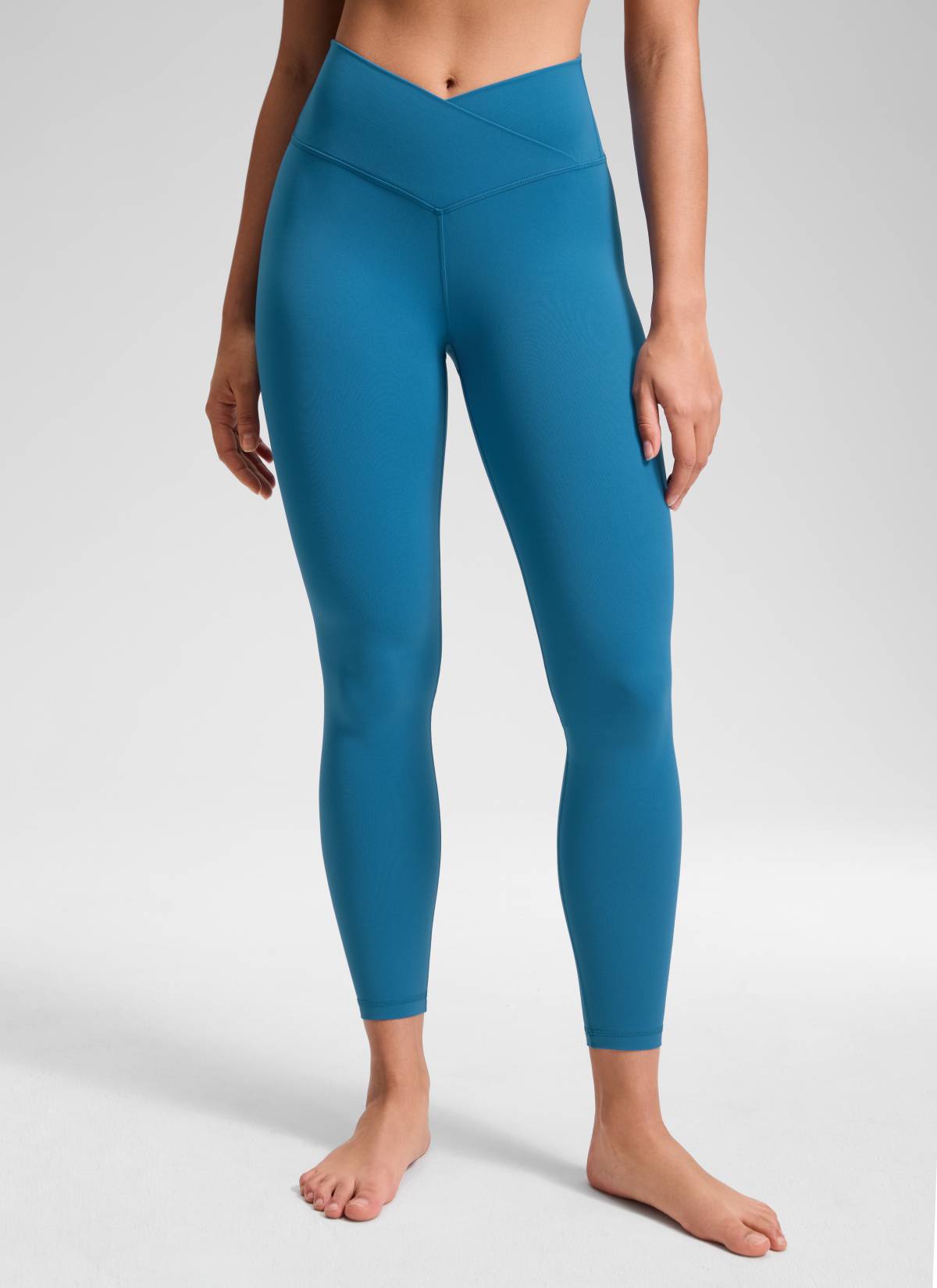 CRZ YOGA Wanita Bertingkat Tinggi Butterluxe Legging Yoga 25'' Pinggang Bersilang V Super-sonik Biru