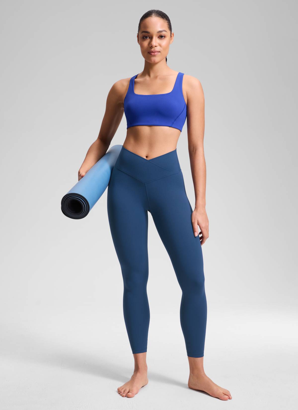 CRZ YOGA Wanita Bertingkat Tinggi Butterluxe Legging Yoga 25'' Pinggang Silang V Tentera Laut Perancis