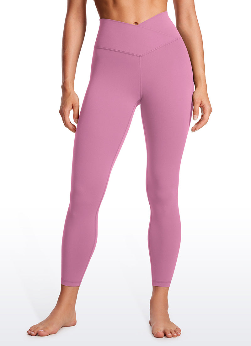 CRZ YOGA Women's High Rise Butterluxe Yoga Leggings 25'' V Cross Waist Velvet Dust @model_info:Gabri