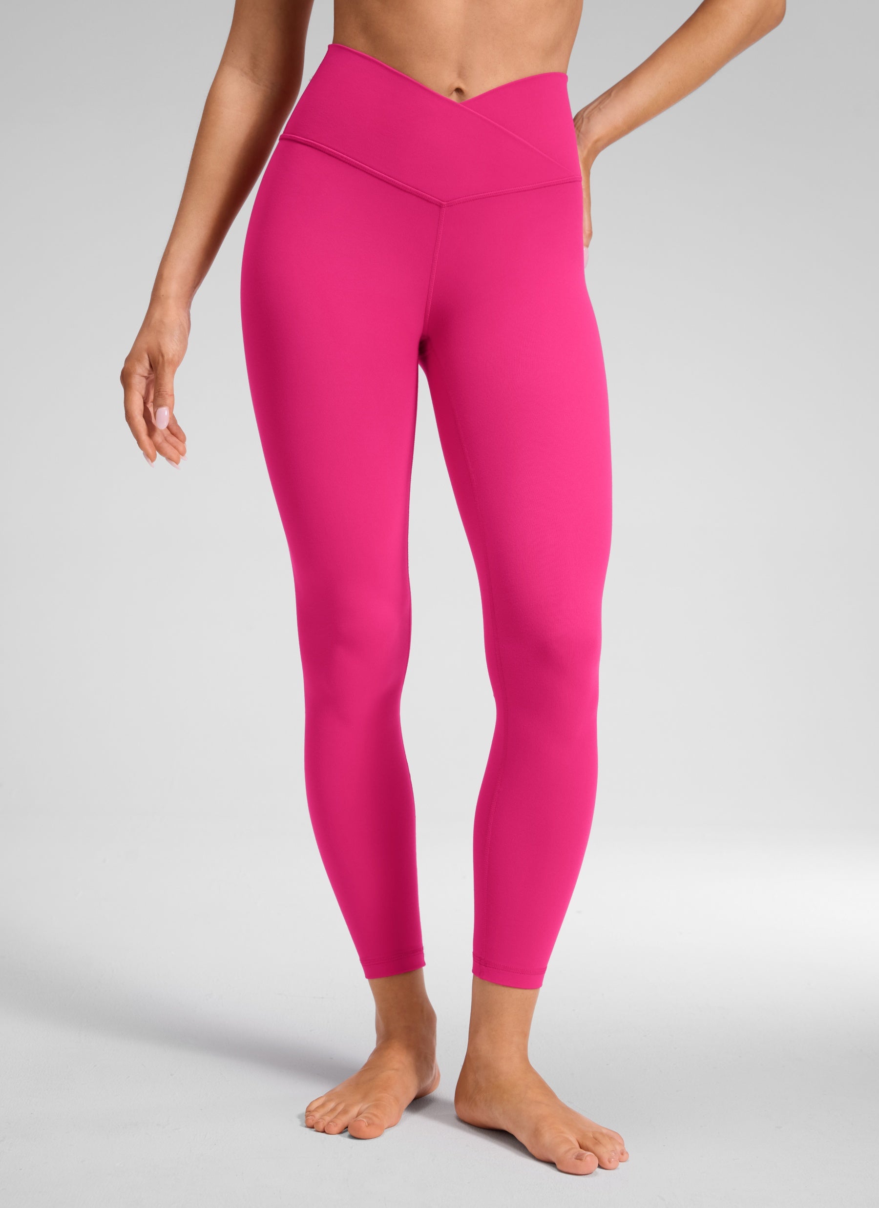 CRZ YOGA Wanita Bertingkat Tinggi Butterluxe Legging Yoga 25'' Pinggang Bersilang V Granita Merah Jambu