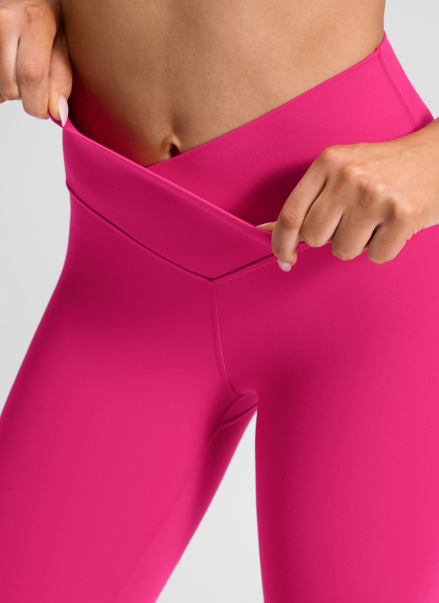 CRZ YOGA Wanita Bertingkat Tinggi Butterluxe Legging Yoga 25'' Pinggang Bersilang V Granita Merah Jambu