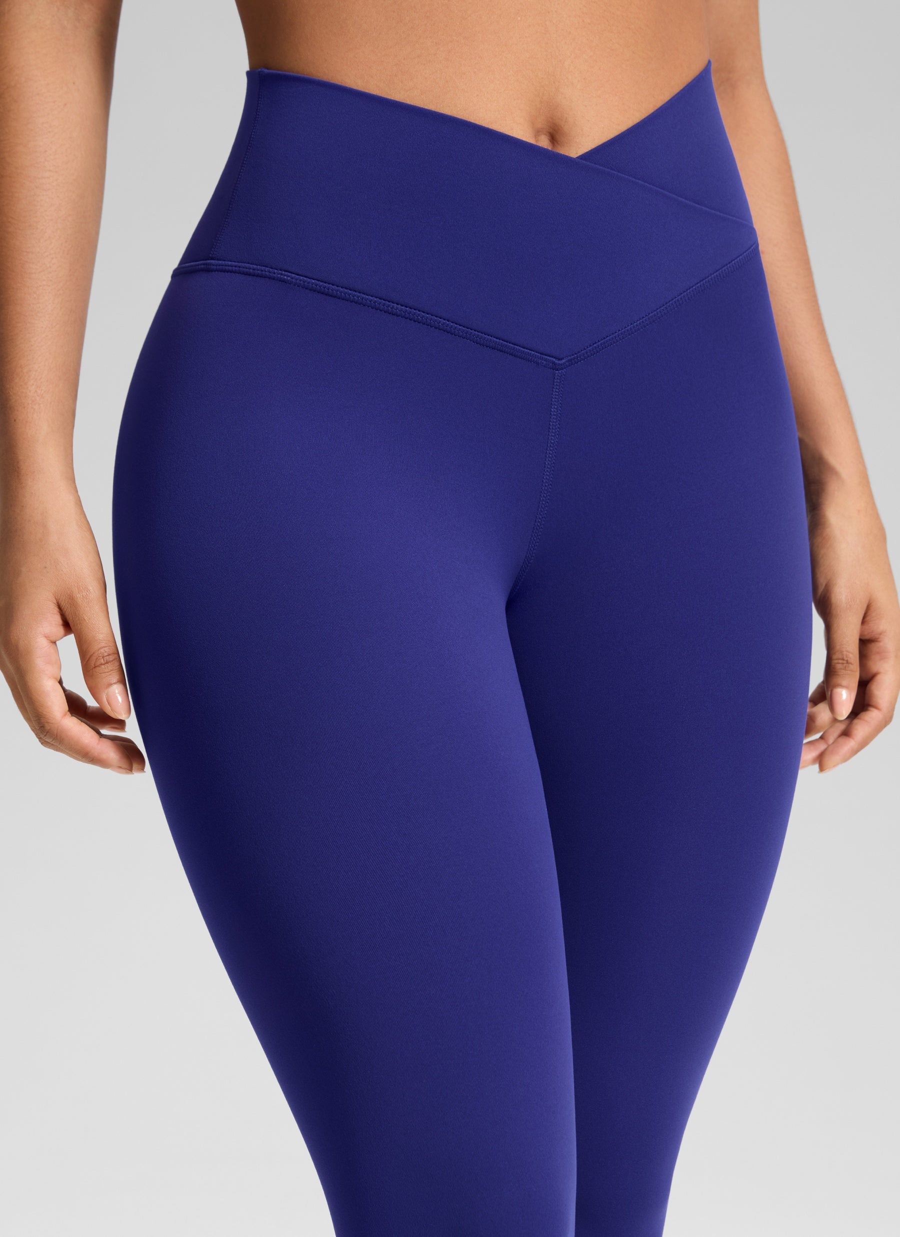 CRZ YOGA Wanita Bertingkat Tinggi Butterluxe Legging Yoga 25'' Pinggang Bersilang V Biru Larkspur