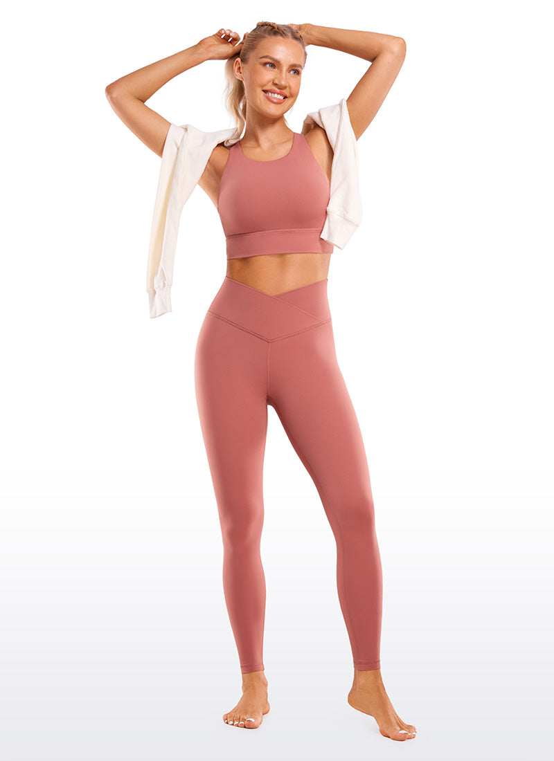 CRZ YOGA Quần legging yoga nữ cạp cao kiểu " Butterluxe " 28'' với đường viền eo hình chữ V chéo - Màu Briar Rose