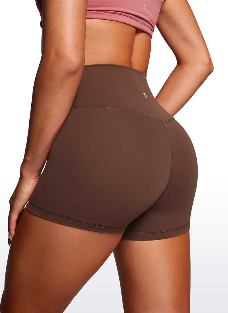 CRZ YOGA Celana Pendek Sepeda Wanita High Rise Butterluxe Cross Waist 3'' Cokelat Kopi